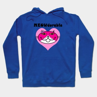 MEOWdorable - PURRty Pink Kitty Face on a Pink Heart Hoodie